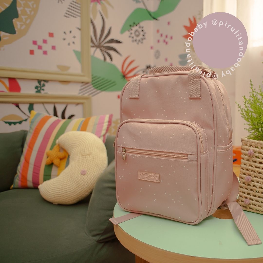 Mochila Maternidad Con Bolsillo Térmico Bolinhas Rose