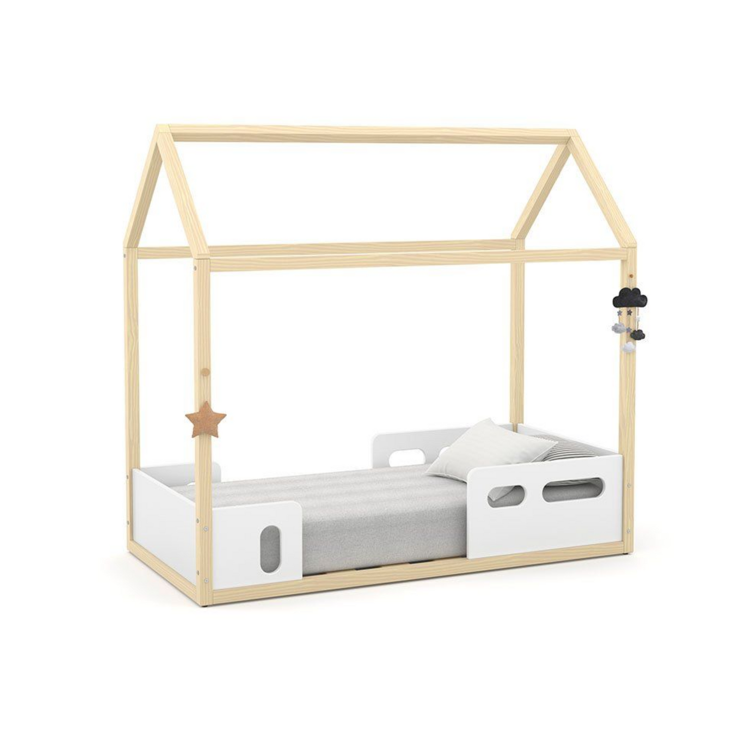 Mini Cama Liv Montessoriana Matic Laqueado Blanco Soft/Natural