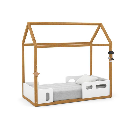 Mini Cama Liv Montessoriana Matic Laqueado Blanco Soft/Freijo