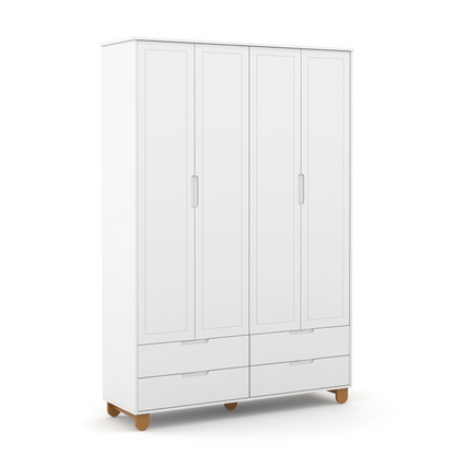 Ropero 4 Pts Matic Zupy Clean Laq. Blanco Soft/Eco Wood