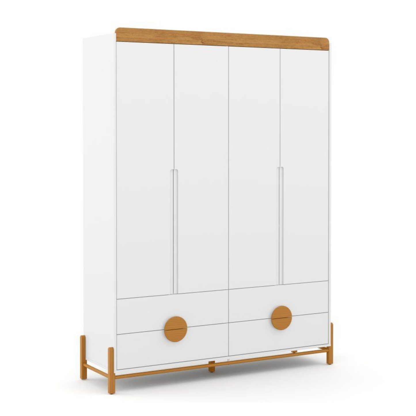 Ropero 4 Pts Matic Tess Laq. Blanco Soft/Freijo/Eco Wood