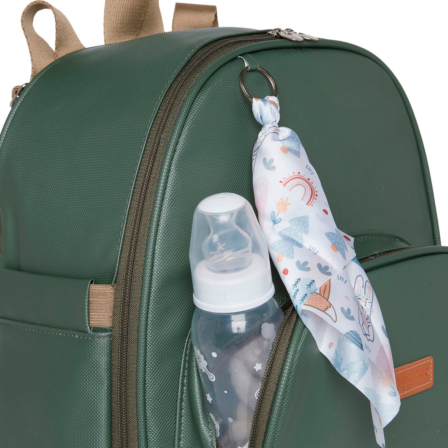 Mochila Maternidad Mediana Con Bolsillo Térmico Brotinho Verde Musgo