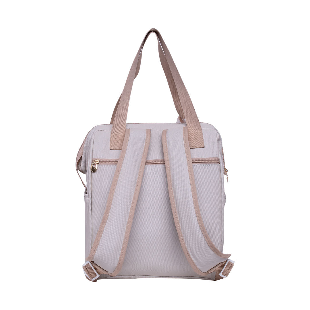 Mochila Maternidad Mediana Encanto Marfim Con Bolso Frontal Térmico