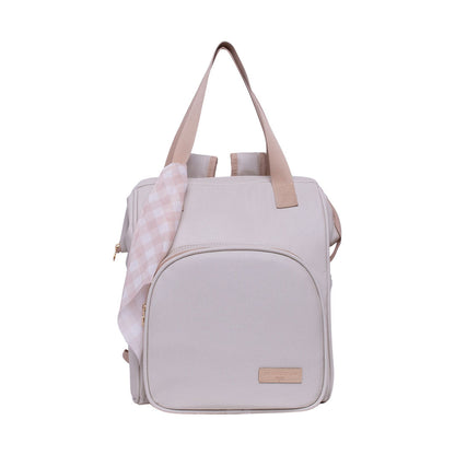 Mochila Maternidad Mediana Encanto Marfim Con Bolso Frontal Térmico