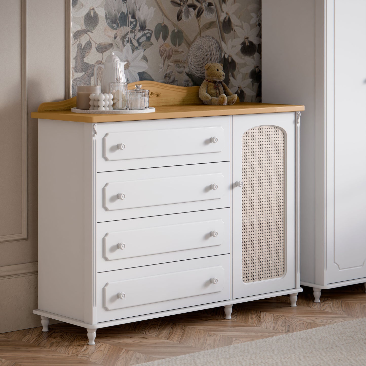 Cómoda Matic Provence Laqueado Blanco Soft/Freijo