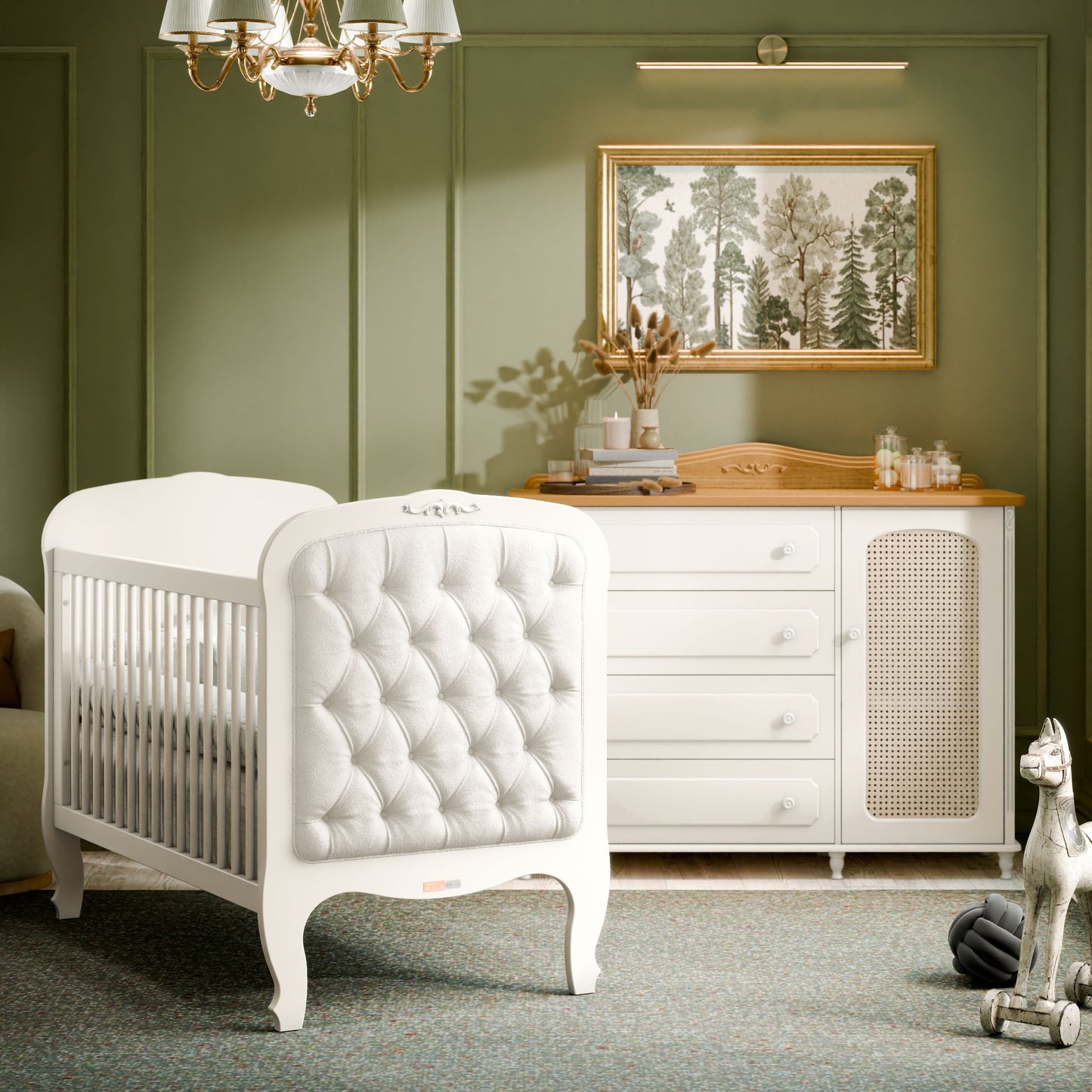 Cuna Matic Provence Capitone Laqueado Blanco Soft