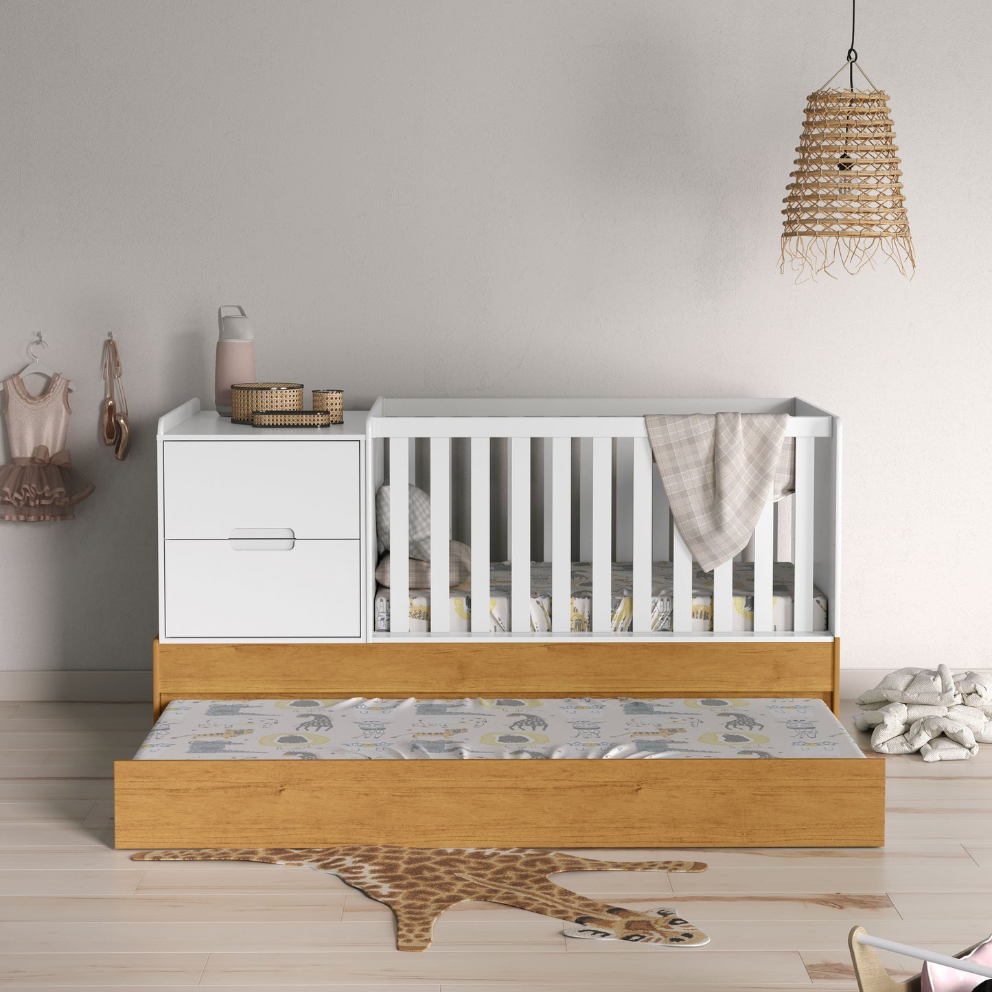 Cuna Matic Formare Laqueado Blanco Soft/Freijo