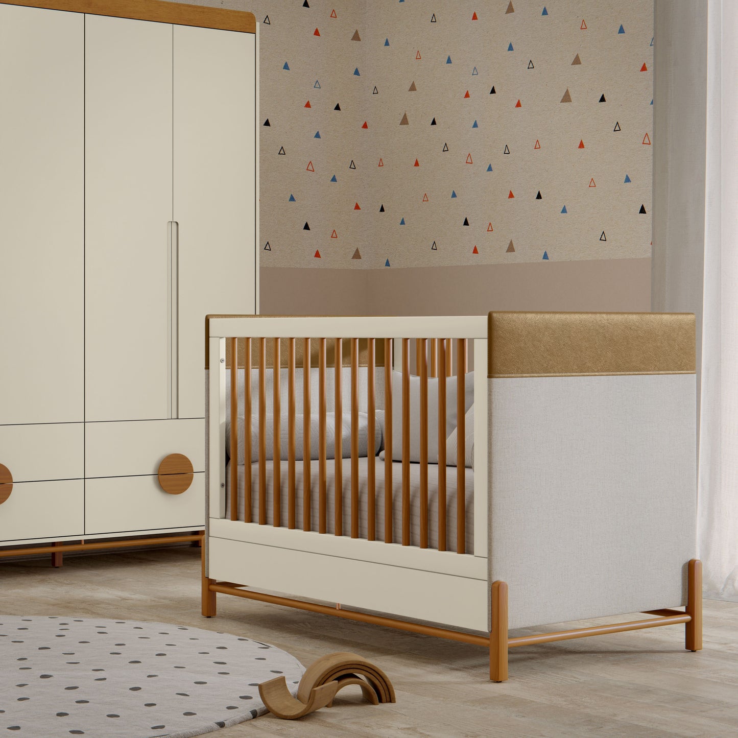 Cuna Matic Tess Laqueado Off White/Eco Wood