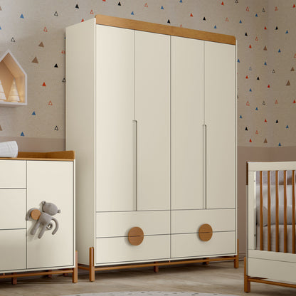 Cuna Matic Tess Laqueado Off White/Eco Wood