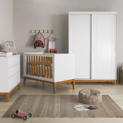 Cuna Matic Nature New Laq. Blanco Soft/Freijo/Eco Wood