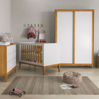 Cuna Matic Nature New Laq. Blanco Soft/Freijo/Eco Wood