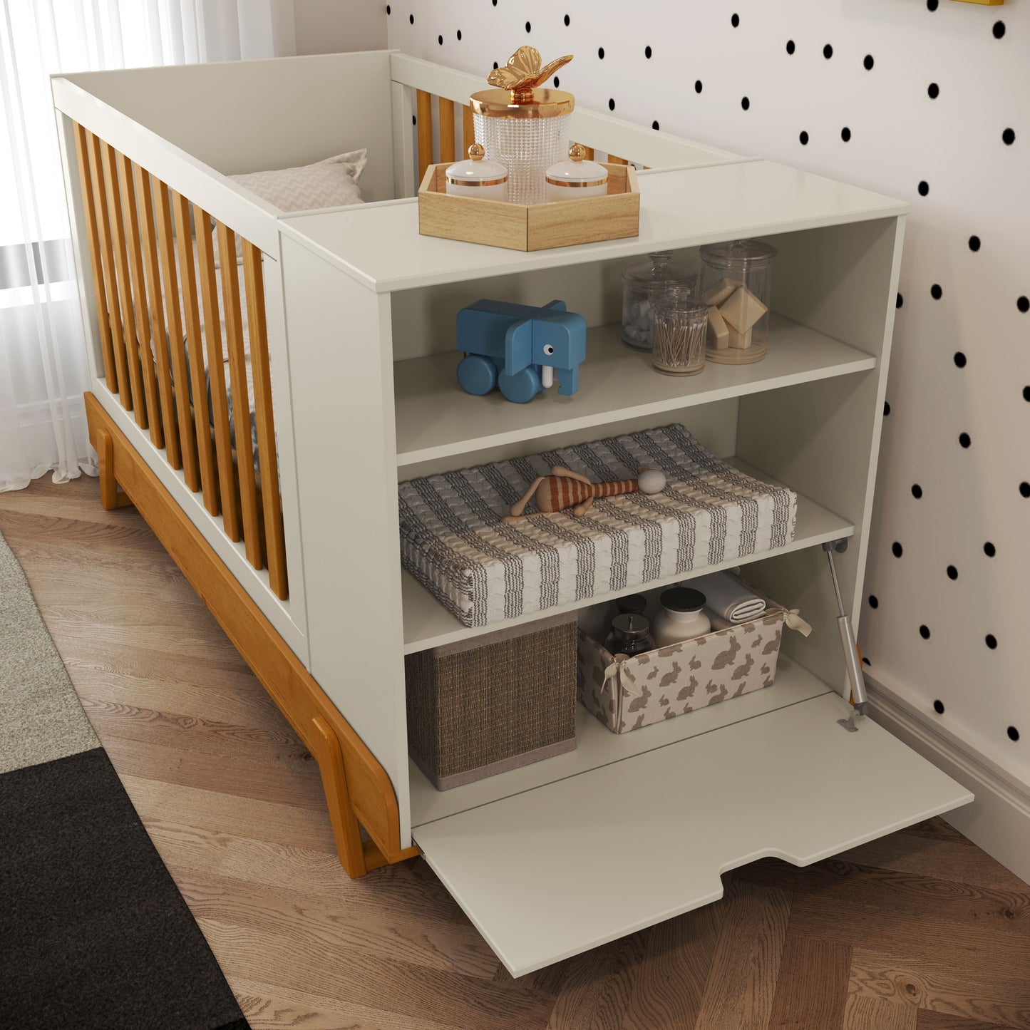 Cuna Matic Maxx Laqueado Off White/Freijo/Eco Wood