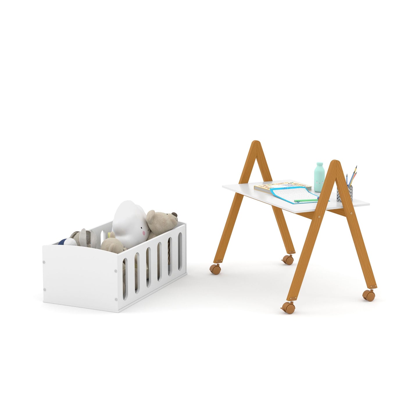 Mini Cuna Matic Liv Laq. Blanco Soft/Eco Wood