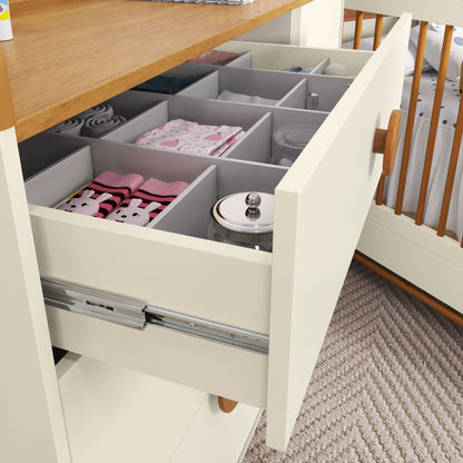 Cómoda Matic Tess Laq. Off White/Freijo/Eco Wood