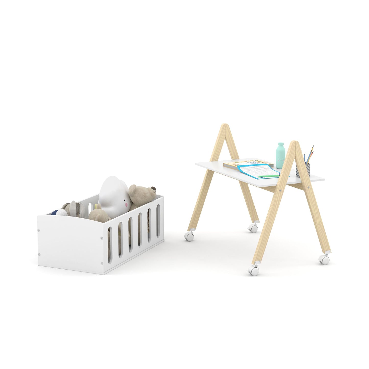 Mini Cuna Matic Liv Laq. Blanco Soft/Natural