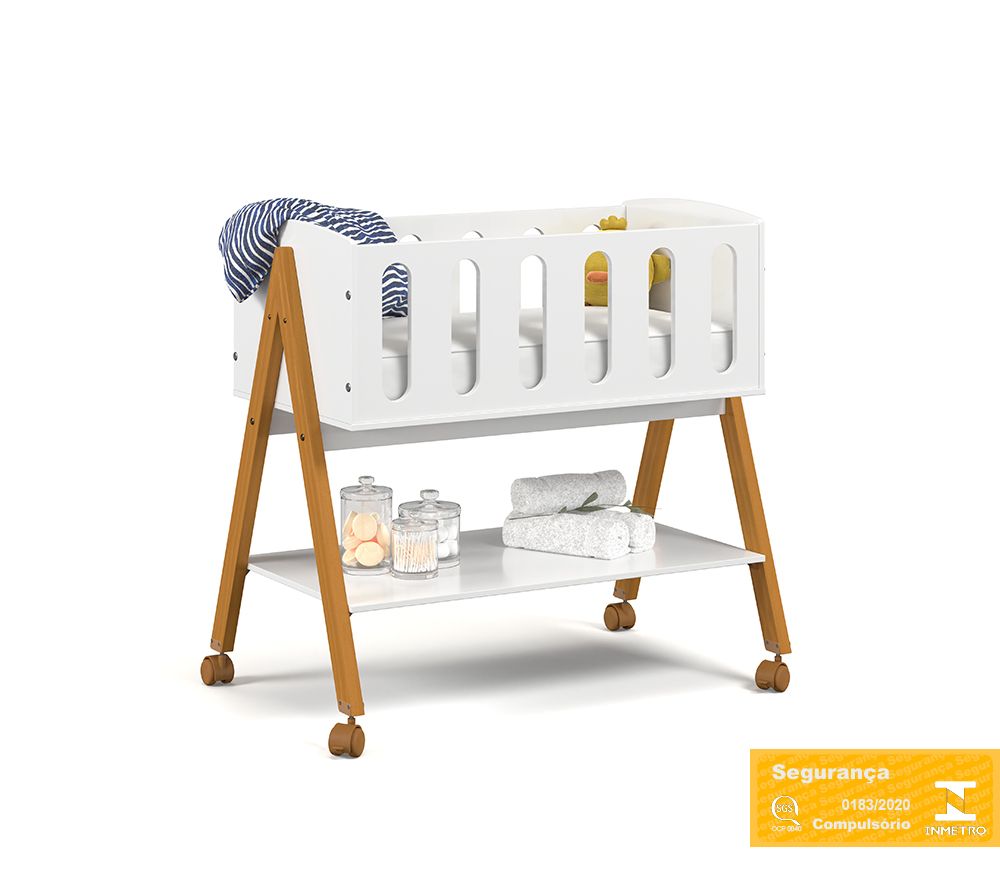 Mini Cuna Matic Liv Laq. Blanco Soft/Eco Wood