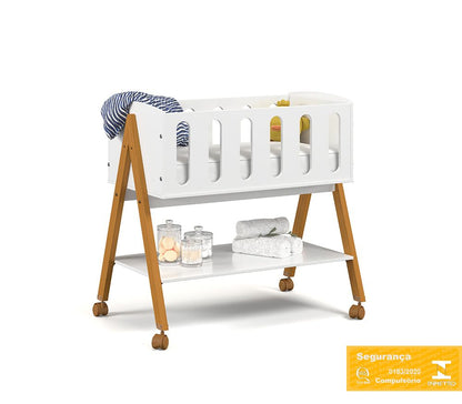 Mini Cuna Matic Liv Laq. Blanco Soft/Eco Wood