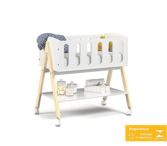 Mini Cuna Matic Liv Laq. Blanco Soft/Natural