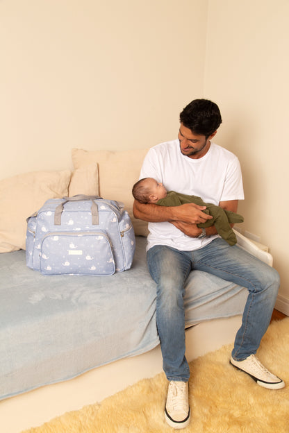 Bolso Maternidad Grande Fundo Do Mar Azul