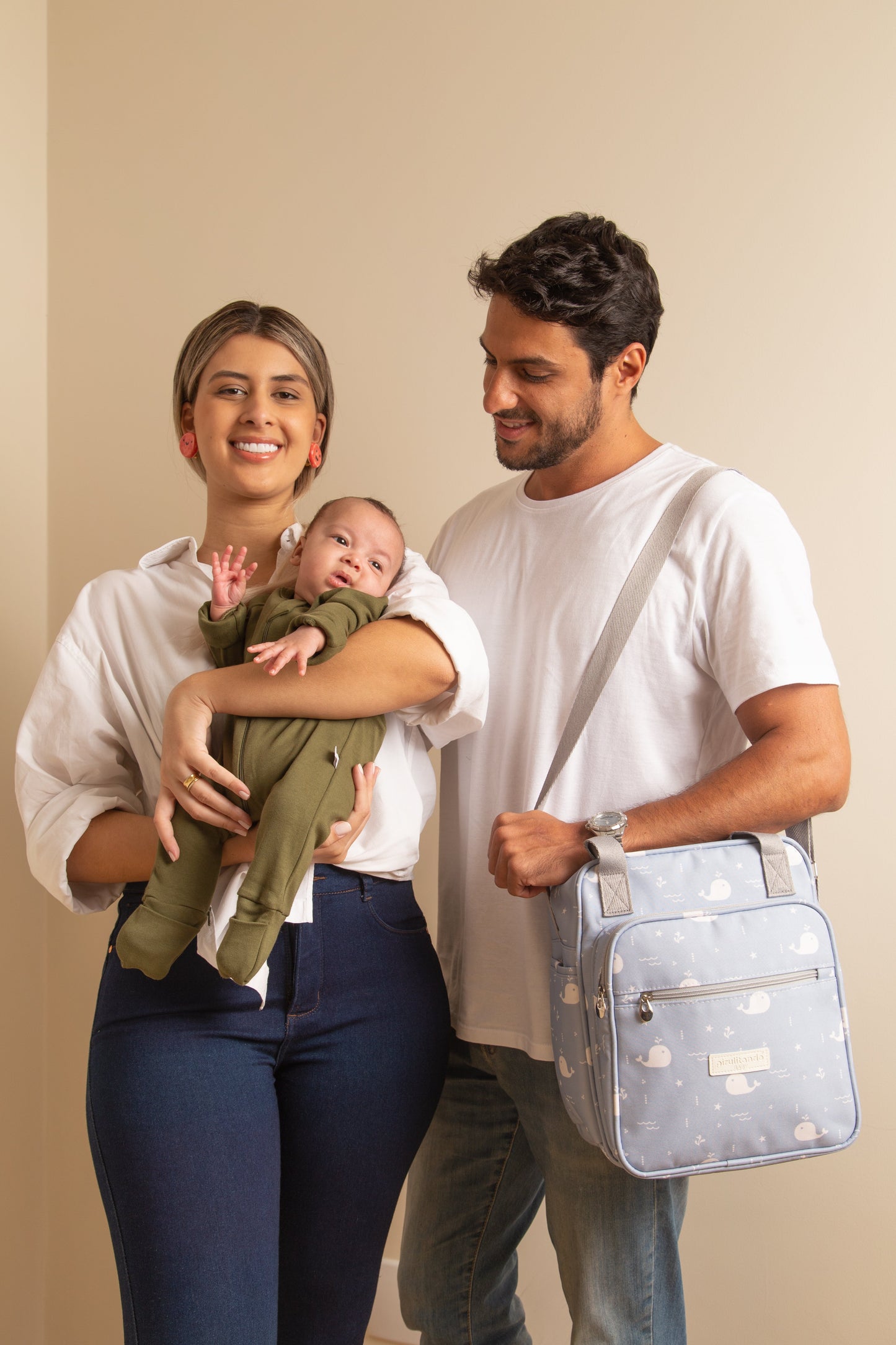 Bolso Maternidad Mediano Fundo Do Mar Azul