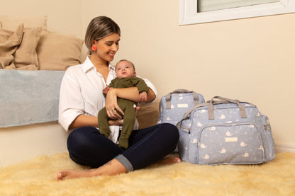 Bolso Maternidad Grande Fundo Do Mar Azul