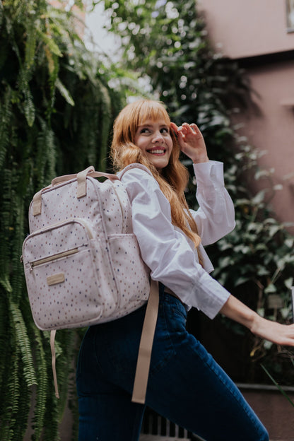 Mochila Maternidad Mediana Confete Marfim