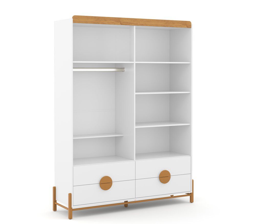 Ropero 4 Pts Matic Tess Laq. Blanco Soft/Freijo/Eco Wood