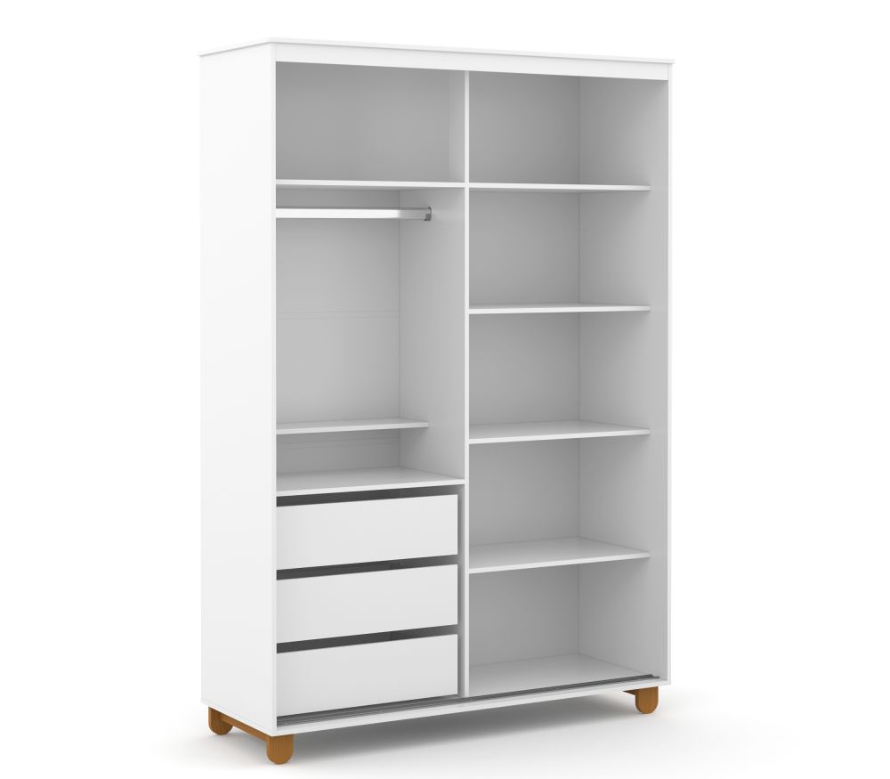 Ropero 2 Pts De Correr Matic Zupy Laq. Blanco Soft/Eco Wood